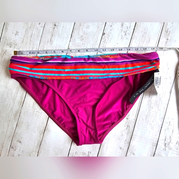NEW LA BLANCA Swimsuit Foldover Bikini Bottoms Magenta Purple Colorful Size 16 - Picture 4 of 8